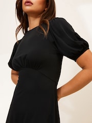 Lipsy Black Petite Jersey Underbust Puff Sleeve Mini Dress - Image 4 of 4
