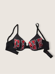 Victoria's Secret PINK Pure Black Plaid Logo Black Smooth Strappy Shine Strap Back Bra - Image 3 of 3