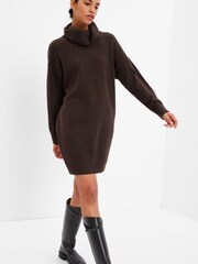Gap Brown Soft Long Sleeve Mini Turtle-Neck Jumper Dress - Image 1 of 5