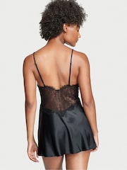 Victoria's Secret Black Satin Lace Slip Dress - Image 2 of 3