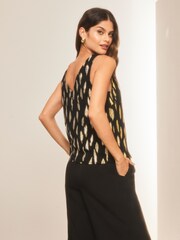 Lipsy Black Foil Sequin V Neck Vest - Image 2 of 4