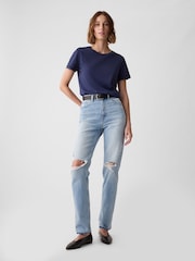 Gap Navy Blue Crew Neck Vintage Short Sleeve T-Shirt - Image 4 of 5