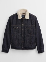 Gap Dark Bluek Sherpa Icon Denim Jacket - Image 1 of 2