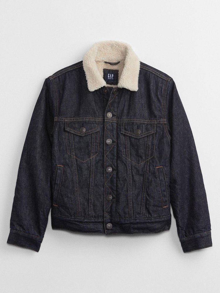 Gap Dark Bluek Sherpa Icon Denim Jacket - Image 1 of 2