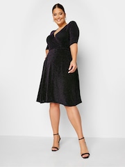 Yours Curve Purple London Party Wrap Dress - Image 2 of 4