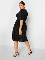 Yours Curve Purple London Party Wrap Dress - Image 3 of 4