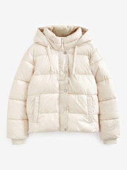 Gap Neutral Hooded Puffer Coat - Image 1 of 4