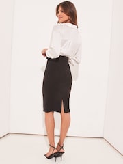 Lipsy Black Belted Tailored Midi Skirt - Image 2 of 4