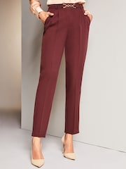 Lipsy Berry Red Petite Tailored Trim Smart Tapered Trousers - Image 1 of 4