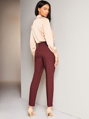 Lipsy Berry Red Petite Tailored Trim Smart Tapered Trousers - Image 2 of 4