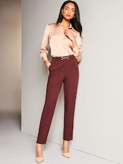 Lipsy Berry Red Petite Tailored Trim Smart Tapered Trousers - Image 3 of 4