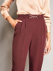 Lipsy Berry Red Petite Tailored Trim Smart Tapered Trousers - Image 4 of 4