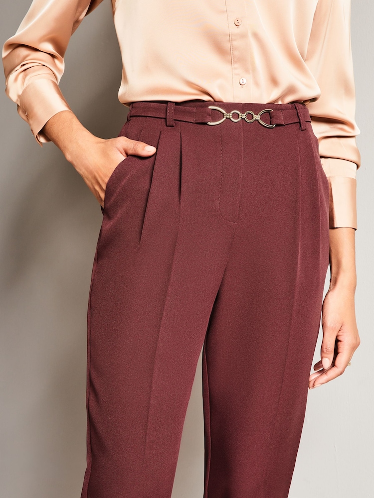 Lipsy Berry Red Petite Tailored Trim Smart Tapered Trousers - Image 4 of 4