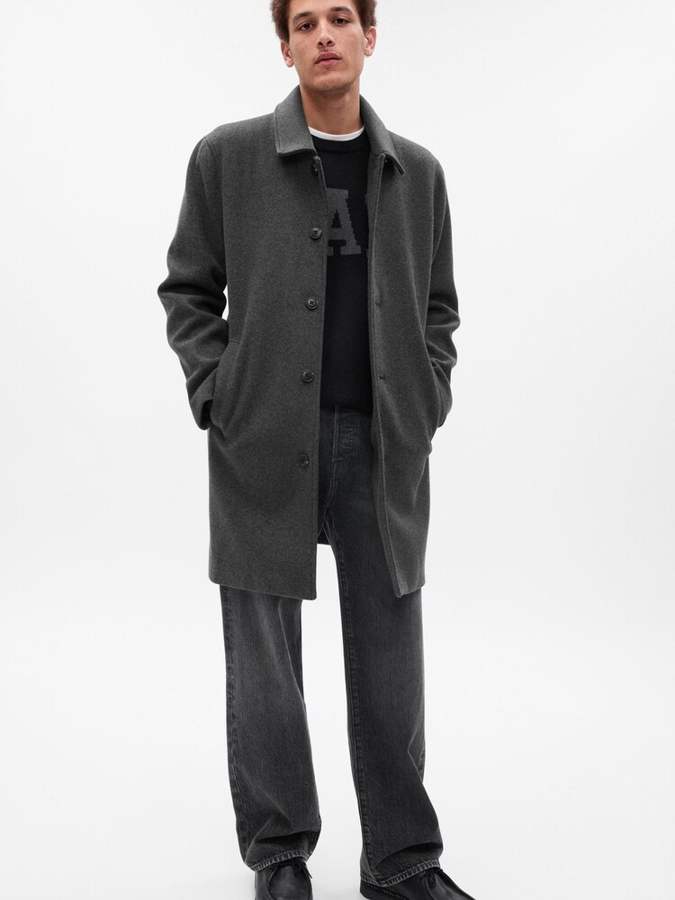 Gap Grey Relaxed Long Topcoat - Image 1 of 4