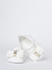 Lipsy White Velcro Bow Mary Jane Ballerina Occasion Shoe - Baby - Image 1 of 3