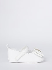 Lipsy White Velcro Bow Mary Jane Ballerina Occasion Shoe - Baby - Image 2 of 3