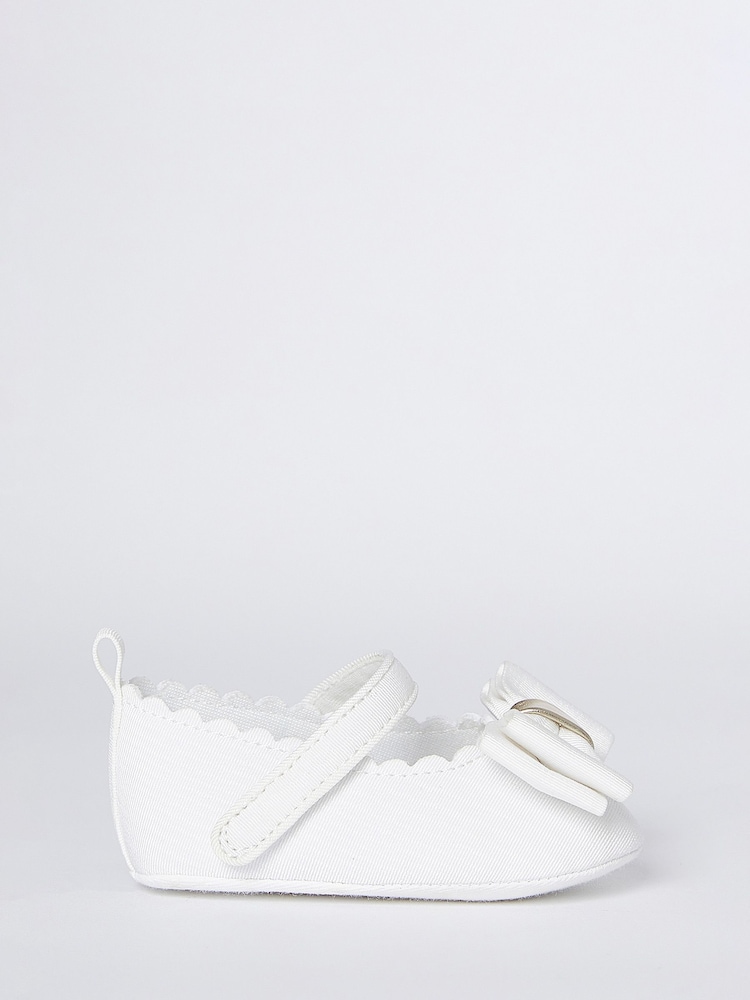 Lipsy White Velcro Bow Mary Jane Ballerina Occasion Shoe - Baby - Image 2 of 3