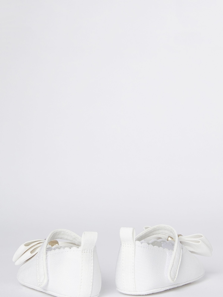 Lipsy White Velcro Bow Mary Jane Ballerina Occasion Shoe - Baby - Image 3 of 3