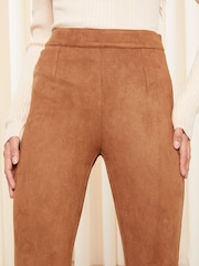 Friends Like These Camel Faux Suede Wide Leg Trousers - Image 3 of 4
