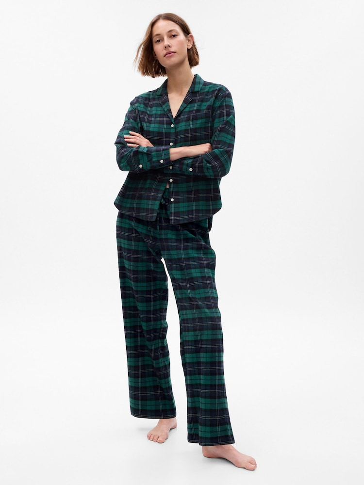 Gap Green & Blue Check Family Christmas Long Sleeve Pyjama Shirt & Bottoms - Image 1 of 1 Gap Green & Blue Check Family Christmas Long Sleeve Pyjama Shirt & Bottoms - Image 1 of 1