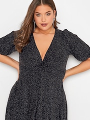 Yours Curve London Glitzerndes Kleid mit Knoten vorne - Bild 4 von 4