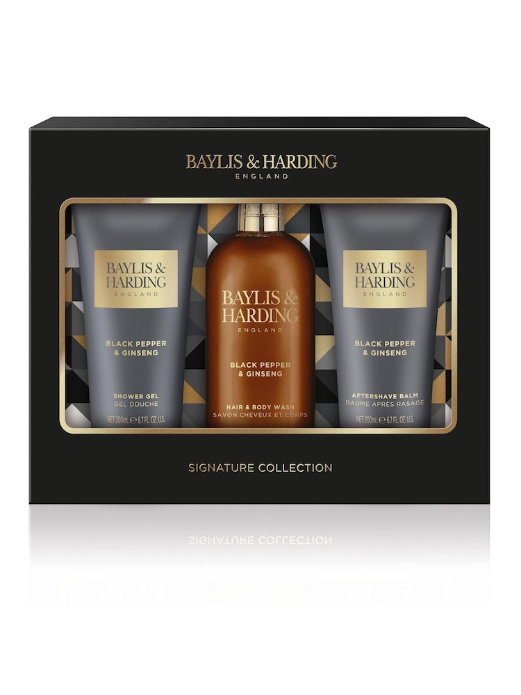 Baylis & Harding Signature Men s Black Pepper & Ginseng 3 Piece Set - Image 1 of 1 Baylis & Harding Signature Men s Black Pepper & Ginseng 3 Piece Set - Image 1 of 1