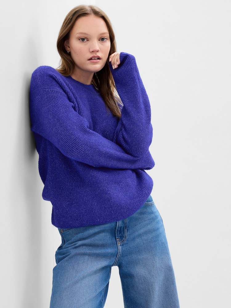 Gap Blue Forever Cosy Ribbed Crew Neck Long Sleeve Jumper - Image 1 of 2 Gap Blue Forever Cosy Ribbed Crew Neck Long Sleeve Jumper - Image 1 of 2