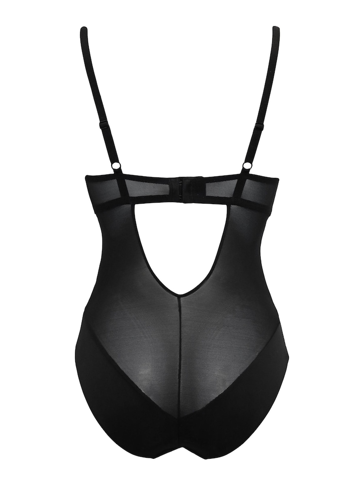 Pour Moi Black Romance Padded Push Up Bodysuit - Image 5 of 5