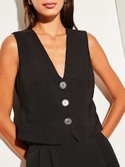 Lipsy Black Fitted Tailored Buttoned Waistcoat - Image 4 of 4