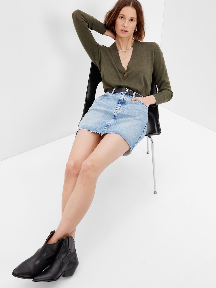 Gap Green Merino Long Cardigan - Image 1 of 1 Gap Green Merino Long Cardigan - Image 1 of 1