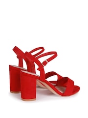 Linzi Red Skyline Faux Suede Open Back Barely There Block Heeled Sandal - Image 4 of 4