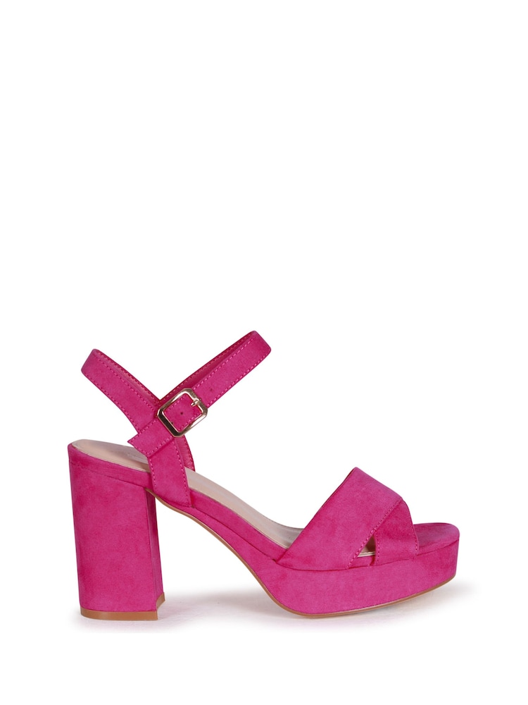 Pink/Fuchsia, Velourslederimitat - Linzi Verony Riemchensandalen mit Blockabsatz und Nieten - Bild 2 von 4 Pink/Fuchsia, Velourslederimitat - Linzi Verony Riemchensandalen mit Blockabsatz und Nieten - Bild 2 von 4