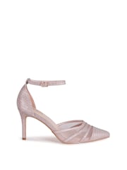 Linzi Rose Gold Glitter Serri Court Stiletto Heel With Mesh Front Detail - Image 2 of 4