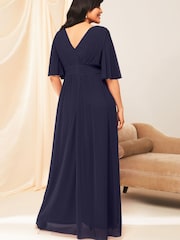 Lipsy Navy Curve Empire Short Sleeve Bridesmaid Maxi Dress - Image 2 of 4