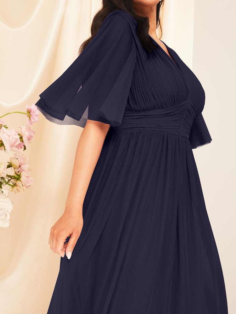 Lipsy Navy Curve Empire Short Sleeve Bridesmaid Maxi Dress - Image 4 of 4 Lipsy Navy Curve Empire Short Sleeve Bridesmaid Maxi Dress - Image 4 of 4