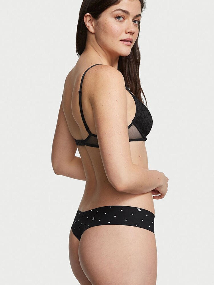 Victoria's Secret Black Logo Dot No Show Thong Joggery - Image 2 of 3