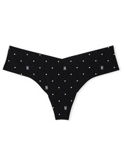 Victoria's Secret Black Logo Dot No Show Thong Joggery - Image 3 of 3