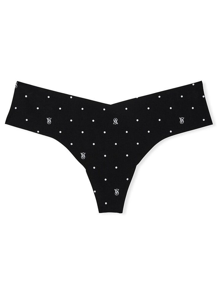 Victoria's Secret Black Logo Dot No Show Thong Joggery - Image 3 of 3