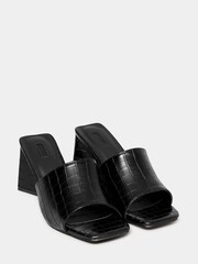 Yours Curve Black Extra Wide Fit Block Mule Croc - Image 2 of 5