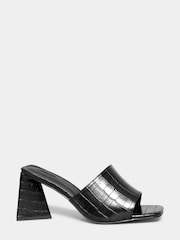 Yours Curve Black Extra Wide Fit Block Mule Croc - Image 3 of 5