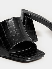 Yours Curve Black Extra Wide Fit Block Mule Croc - Image 5 of 5