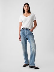 Gap White V-Neck Vintage 100% Organic Cotton Short Sleeve T-Shirt - Image 3 of 9