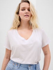 Gap White V-Neck Vintage 100% Organic Cotton Short Sleeve T-Shirt - Image 4 of 9