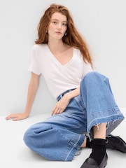 Gap White V-Neck Vintage 100% Organic Cotton Short Sleeve T-Shirt - Image 7 of 9