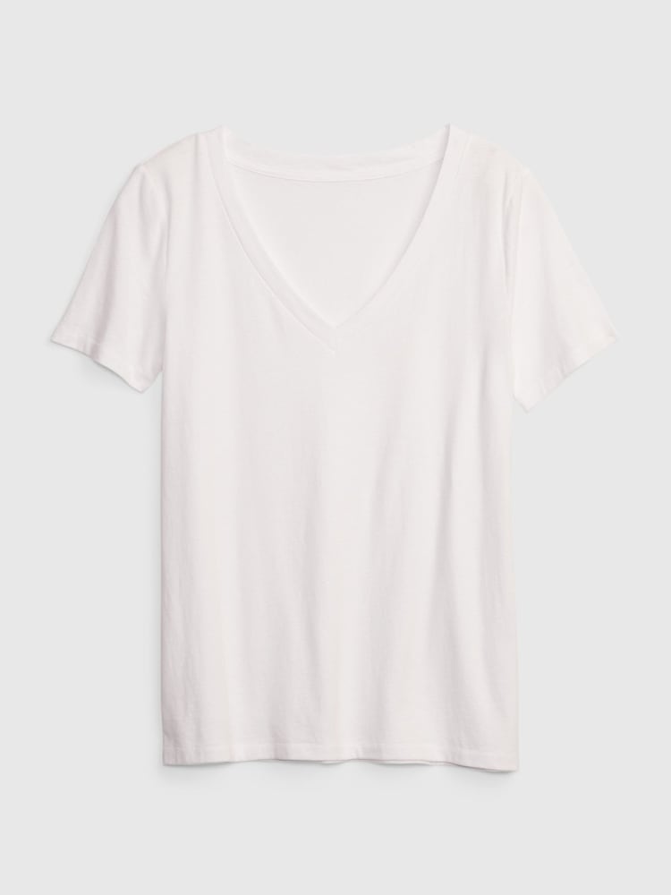 Gap White V-Neck Vintage 100% Organic Cotton Short Sleeve T-Shirt - Image 9 of 9