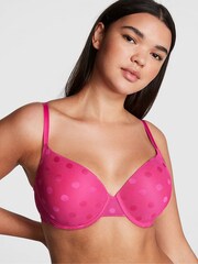 Victoria's Secret PINK Enchanted Pink Dot Mesh Push Up Bra - Image 1 of 1