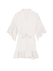 Victoria's Secret Coconut White Flounce Satin Robe - Image 3 of 4