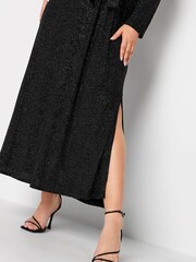 Yours Curve Black London Glitter Party Keyhole Plunge Maxi Dress - Image 4 of 4