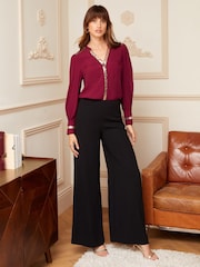 Love & Roses Berry Red Sequin V Neck Long Sleeve Blouse - Image 4 of 4