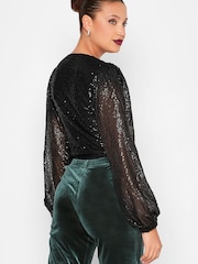 Long Tall Sally Black Sequin Bodysuit - Image 2 of 3